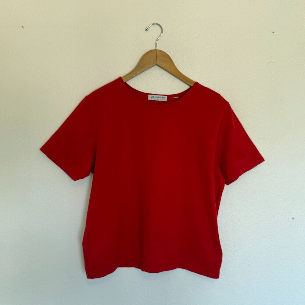 Vintage Liz Claiborne Red Boxy Tee Medium